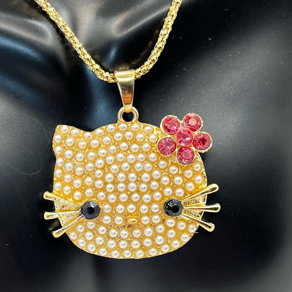 💔SOLD💔 NECKLACE! Betsey Johnson Hello Kitty Pearl Pendant BNWT - Picture 1 of 8